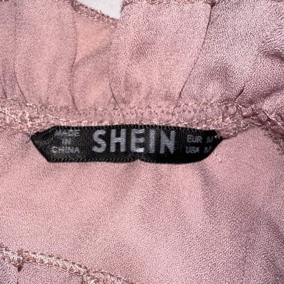 SHEIN | High Ruffle Collar Keyhole Back Short Sleeve Pearl Embellished Blouse - Picture 9 of 13